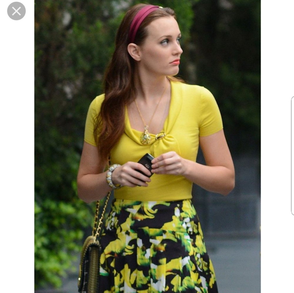 ICB Yellow Floral Print A-Line Skirt ASO Blair Waldorf